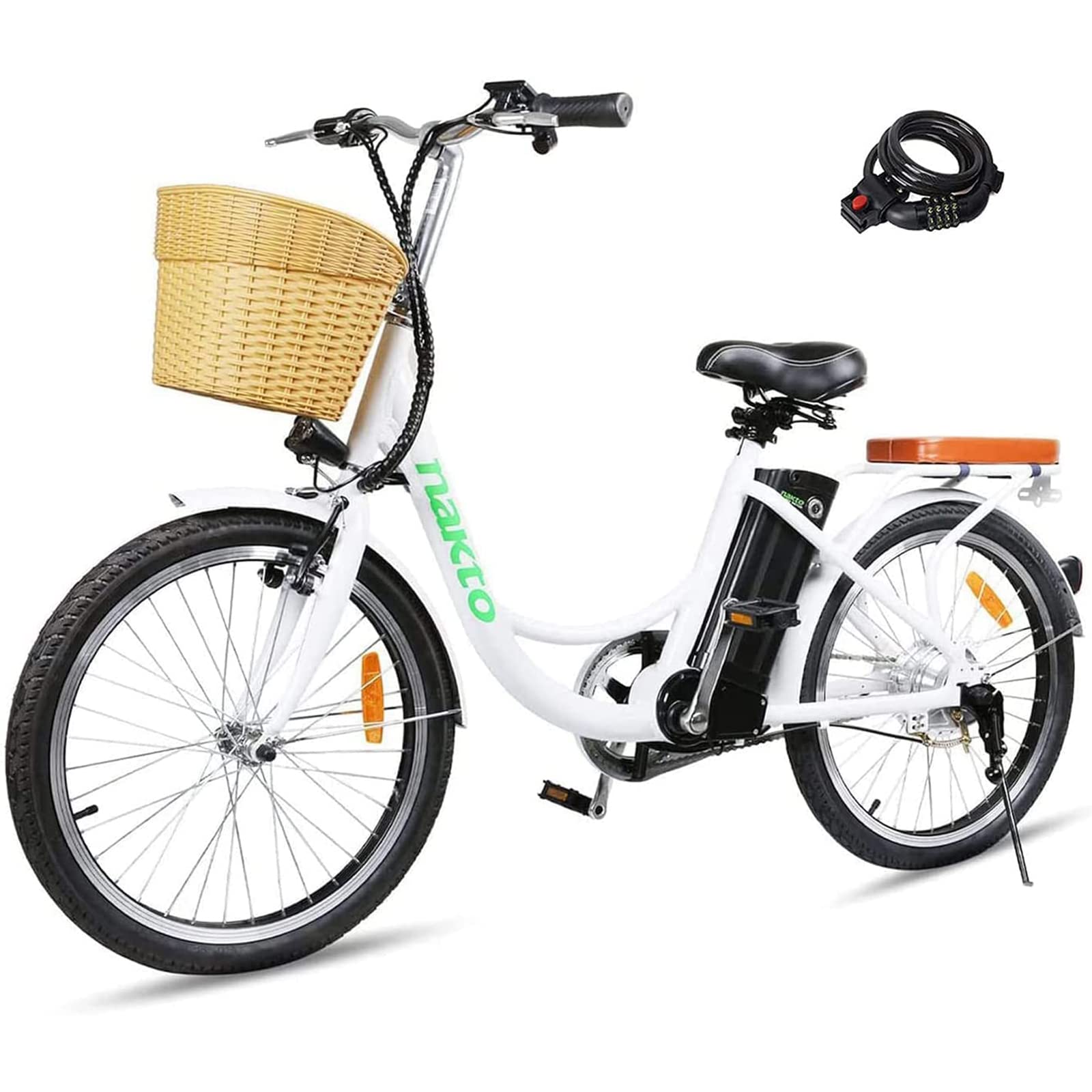 NAKTO 22" Electric Bike 250W Electric Bicycle Sporting City Ebike for Female with 36V 10Ah Lithium Battery