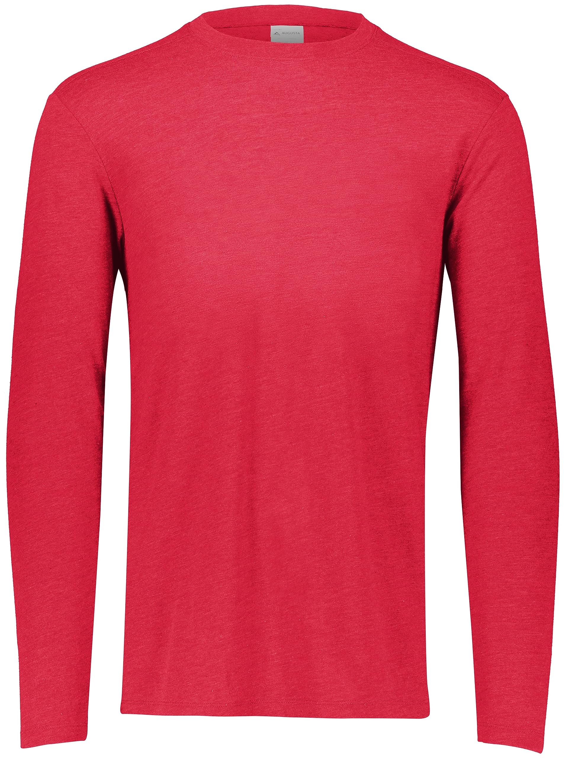 Augusta Sportswear Boys Tri-Blend Long Sleeve Crew, Red Heather, M
