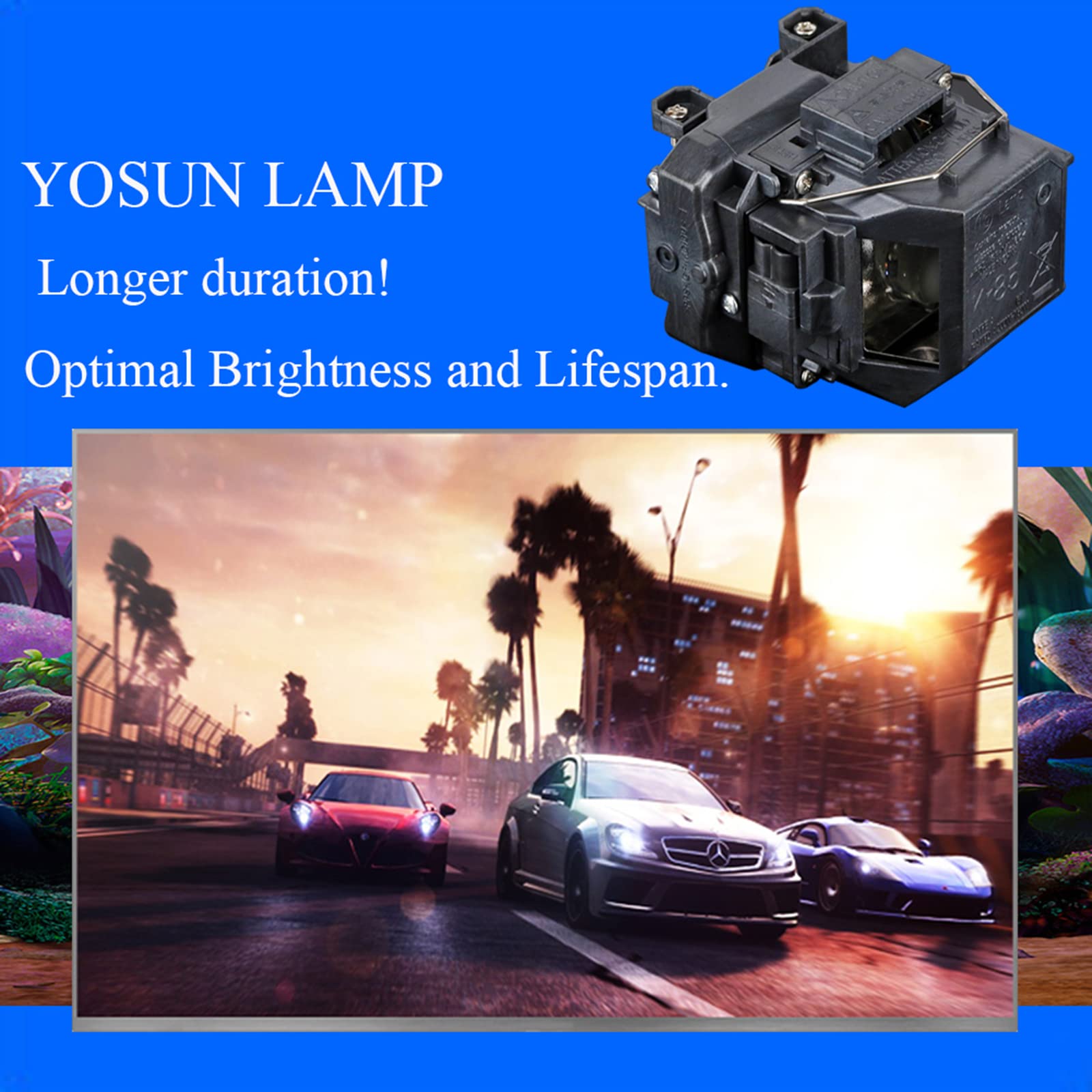 YOSUN v13h010l67 Projector Lamp for Epson Elplp67 ex5210 ex7210 ex3210 ex3212 vs210 vs220 s11 x12 x15 eb-s02 eb-w12 PowerLite Home Cinema 500 707 710hd 750hd Replacement Projector Lamp Bulb