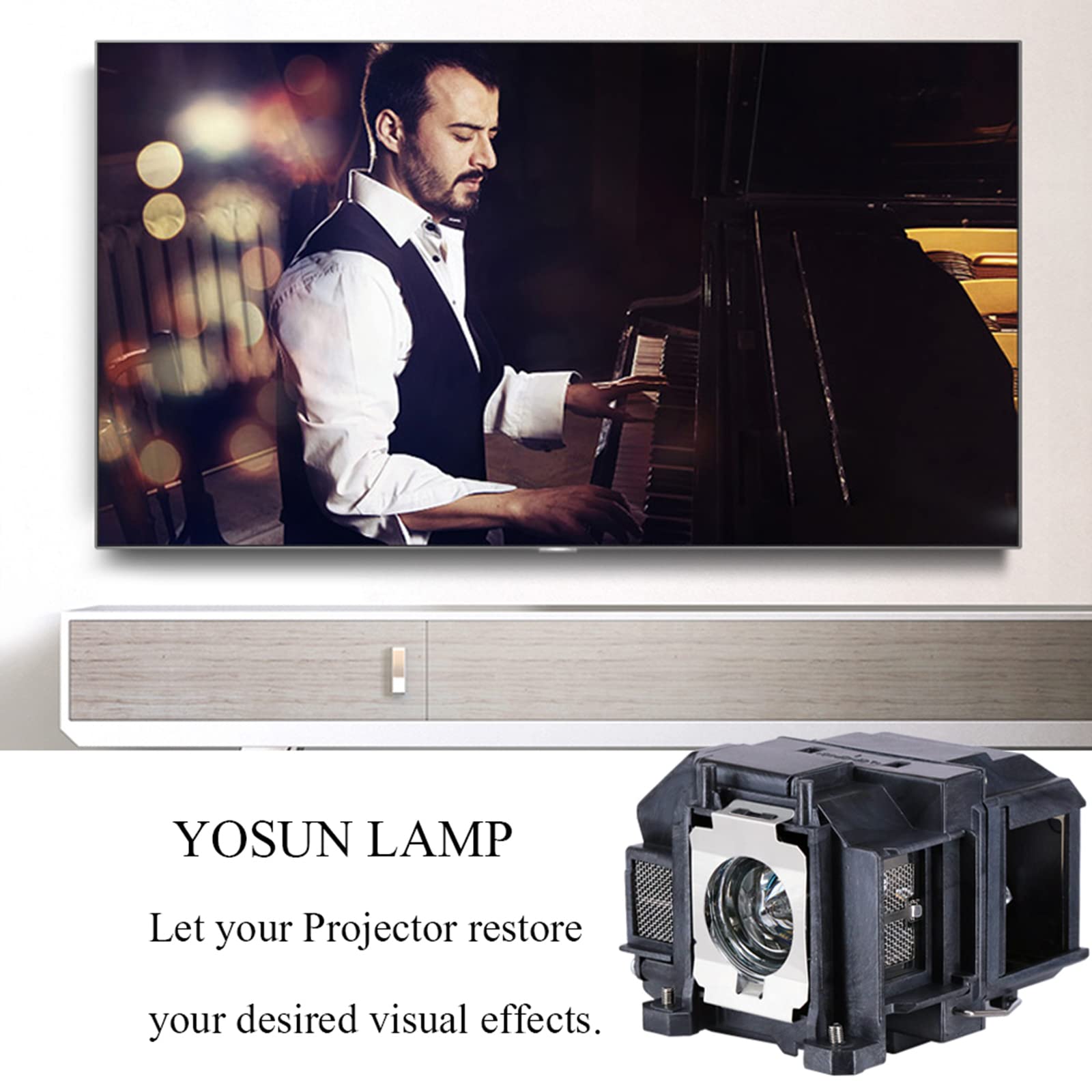 YOSUN v13h010l67 Projector Lamp for Epson Elplp67 ex5210 ex7210 ex3210 ex3212 vs210 vs220 s11 x12 x15 eb-s02 eb-w12 PowerLite Home Cinema 500 707 710hd 750hd Replacement Projector Lamp Bulb