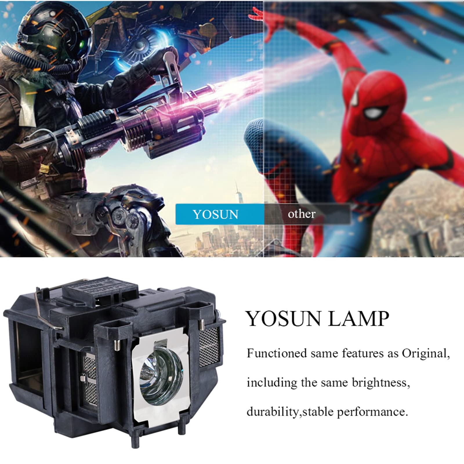 YOSUN v13h010l67 Projector Lamp for Epson Elplp67 ex5210 ex7210 ex3210 ex3212 vs210 vs220 s11 x12 x15 eb-s02 eb-w12 PowerLite Home Cinema 500 707 710hd 750hd Replacement Projector Lamp Bulb