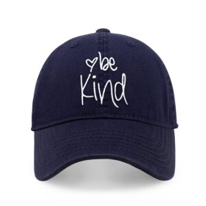 chok.lids be kind trendy womens baseball cap unisex fashion cotton polo style fun inspirational saying seasonal outdoor travel headwear (navy)