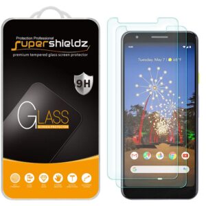 supershieldz (2 pack) designed for google (pixel 3a) tempered glass screen protector, 0.33mm, anti scratch, bubble free