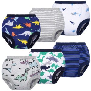 big elephant potty training underwear, soft cotton absorbent training pants for baby boys & girls (3t, dinosaurs world 6 pack)