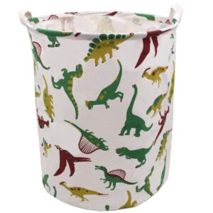 Dinosaur Laundry Basket Extra Large 19.7 x 15.7 Inch, ZUEXT 63L Canvas Fabric Collapsible Clothes Bin,Waterproof Laundry Hamper, Nursery Toy Bins, Kids Boys Girls Storage Baskets for Bedroom