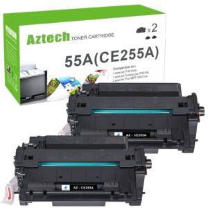 aztech compatible toner cartridge replacement for hp 55a ce255a 55x ce255x p3015 p3015dn p3015x pro 500 mfp m521dn m521dw m521 m525 printer ink (black, 2-pack)