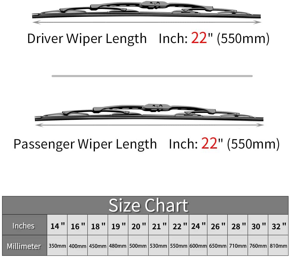 Replacement for Ford F150 F250 F350 F450 F550 Windshield Wiper Blades - 22"+22" Front Window Wiper - fit 2009-2018 Vehicles - OTUAYAUTO Factory Aftermarket