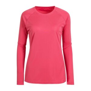 long sleeve dry fit athletic performance raglan t shirt for women, womens plus size summer tops pink s