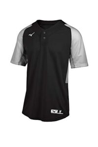 mizuno aerolite 2-button baseball jersey, black-grey, xx-large