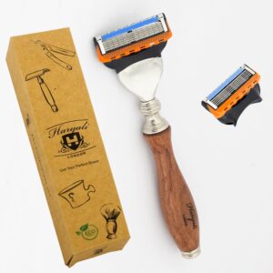 haryali london 5 edge mens shaving safety razor wood handle- perfect razors for men that suits all skin type