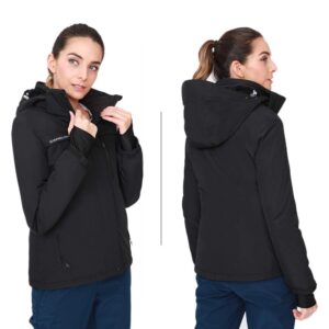 CAMEL CROWN Womens Ski Jacket Waterproof Snowboard Winter Snow Warm Ski Coat for Women New Black M