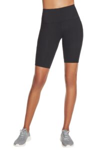 skechers women's go walk high waisted 8" bike short, black, small