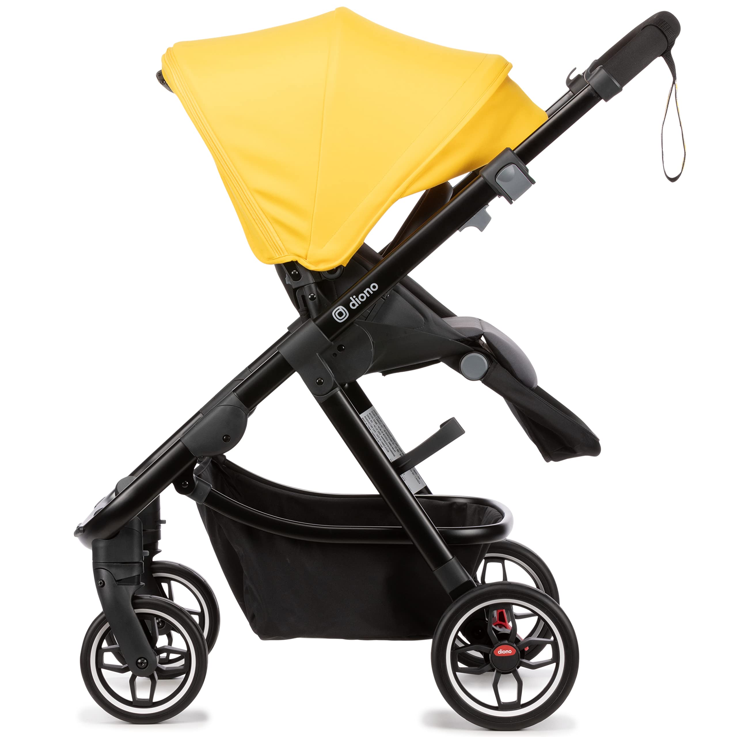 Diono Excurze Baby, Infant, Toddler Stroller, Perfect City Travel System Stroller and Car Seat Compatible, Adaptors Included Compact Fold, Narrow Ride, XL Storage Basket, Yellow Sulphur