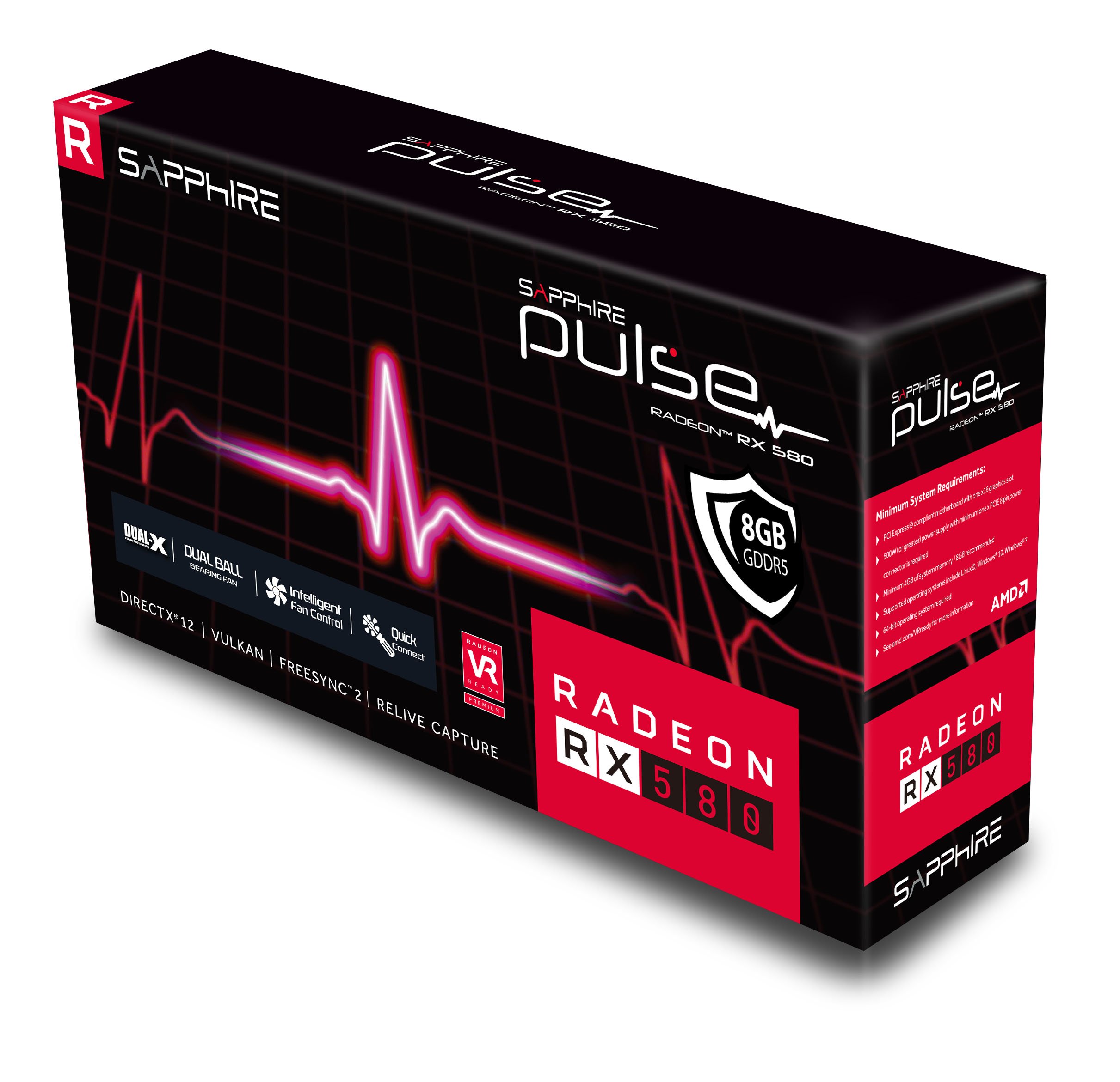 Sapphire 11265-05-20G Radeon Pulse RX 580 8GB GDDR5 Dual HDMI / DVI-D / Dual DP OC with Backplate (UEFI) PCI-E Graphics Card Graphic Cards (Renewed)