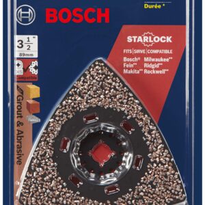 BOSCH OSL350CR2 1-Piece 3-1/2 In. Starlock Oscillating Multi Tool Grout & Abrasive Carbide 20 Grit Delta Sanding Pad for Sanding Applications in Wood, Wood with Paint and Thinset