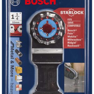 BOSCH OSL114CC 1-Piece 1-1/4 In. Starlock Oscillating Multi Tool Metal & More Curved-Tec Carbide Extreme Plunge Cut Blade for Metal (Nails and Staples), Wood with Nails, PVC