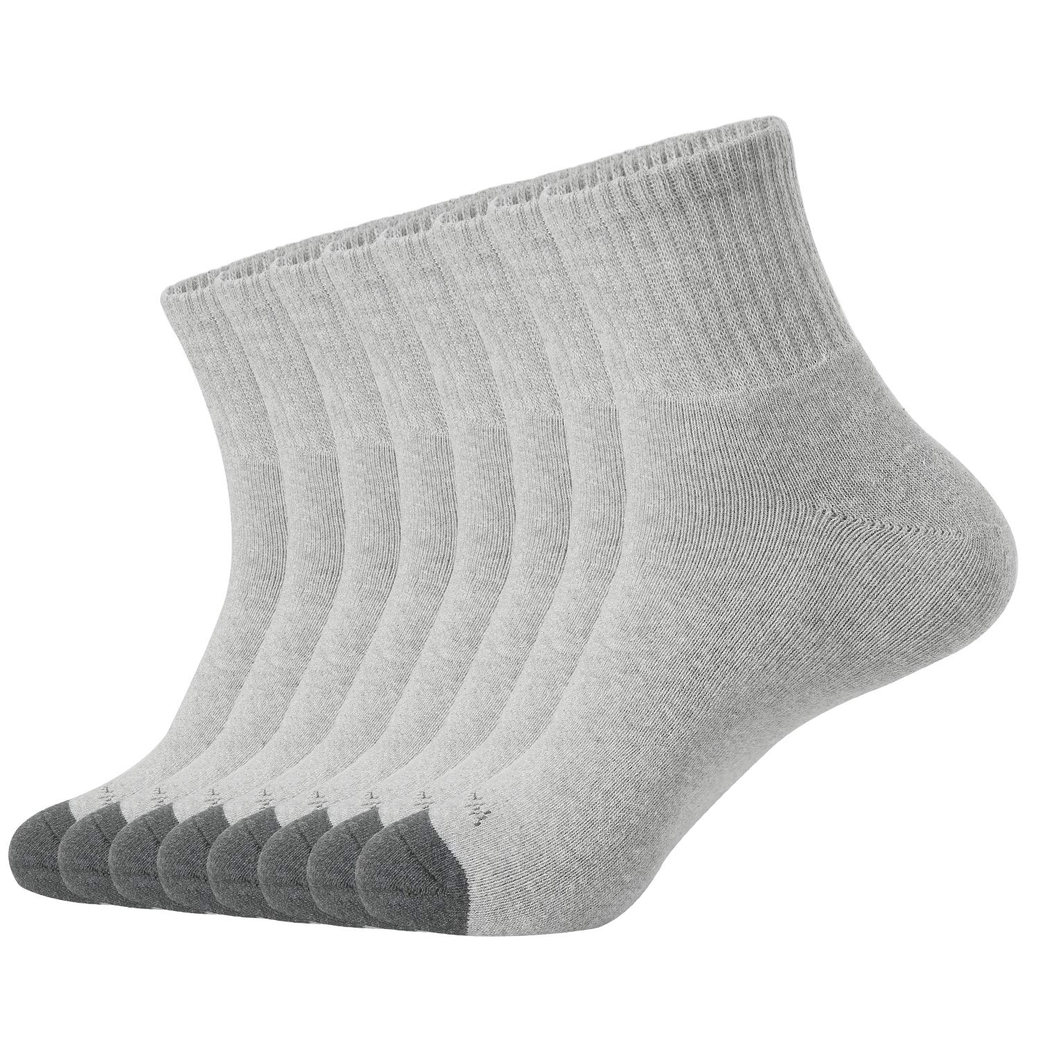 WANDER Men's Athletic Ankle Socks 3-8 Pairs Thick Cushion Running Socks for Men&Women Cotton Socks 7-9/9-12/12-15 (8 Pair Grey, Shoe Size: 9-12)