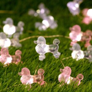 3d string lights 10ft 30 leds pink gray poodles dog plus twinkle lights, usb plug in battery operated with remote and timer for indoor wedding birthday parties christmas ornament