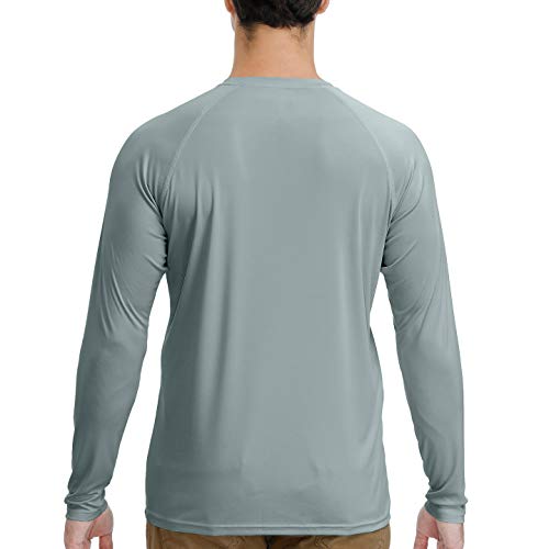 Men's Long Sleeve Shirts Lightweight UPF 50+ Sun Protection SPF T-Shirts Hiking Fishing Running(Grey L)