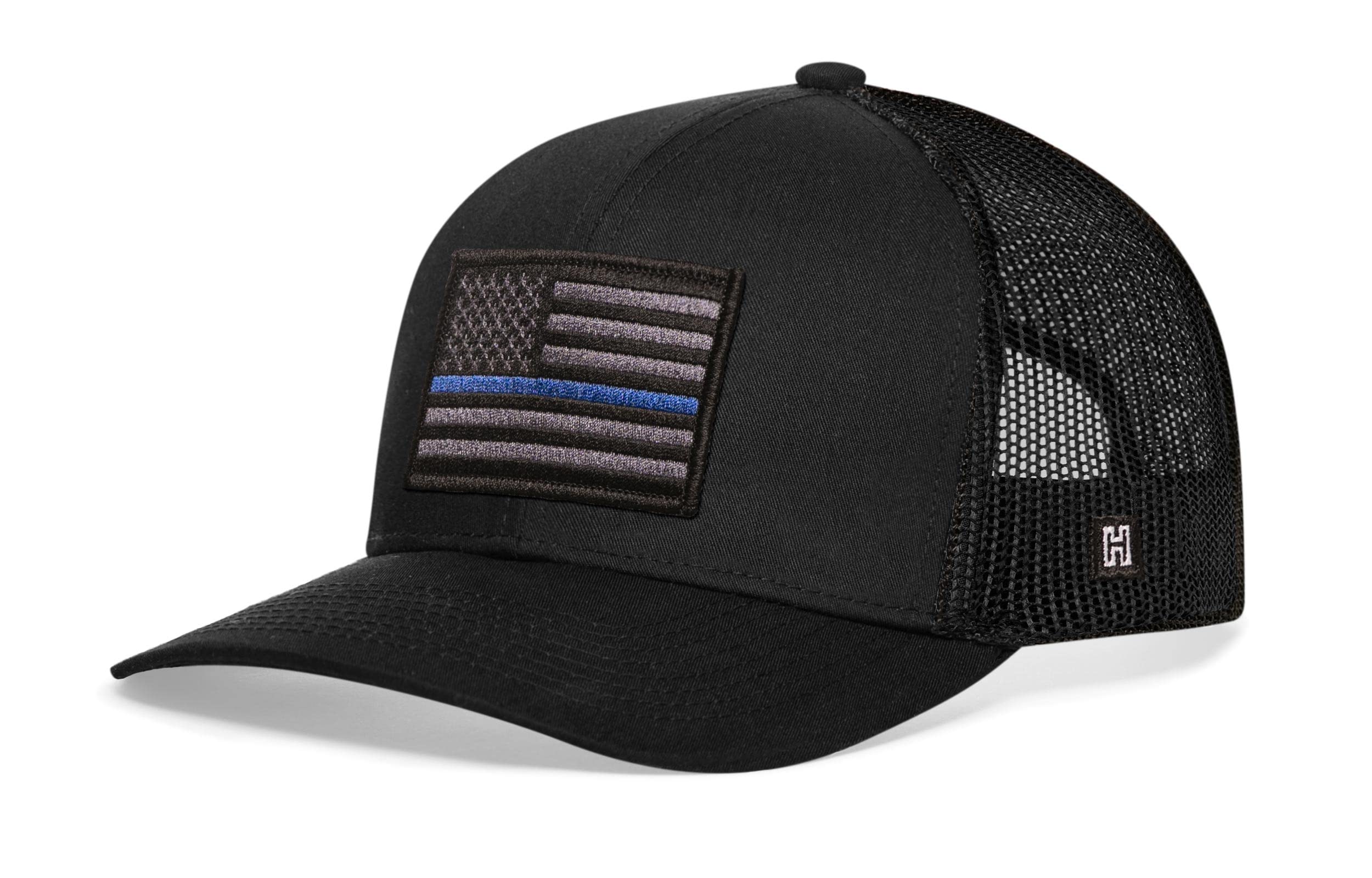 HAKA Thin Blue Line Hat, American Flag Trucker Hat for Men & Women, Honoring Law Enforcement Officers, Adjustable Baseball Cap