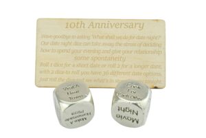 tin date night dice 10th anniversary 100% pure tin - create a unique 10th anniversary date night