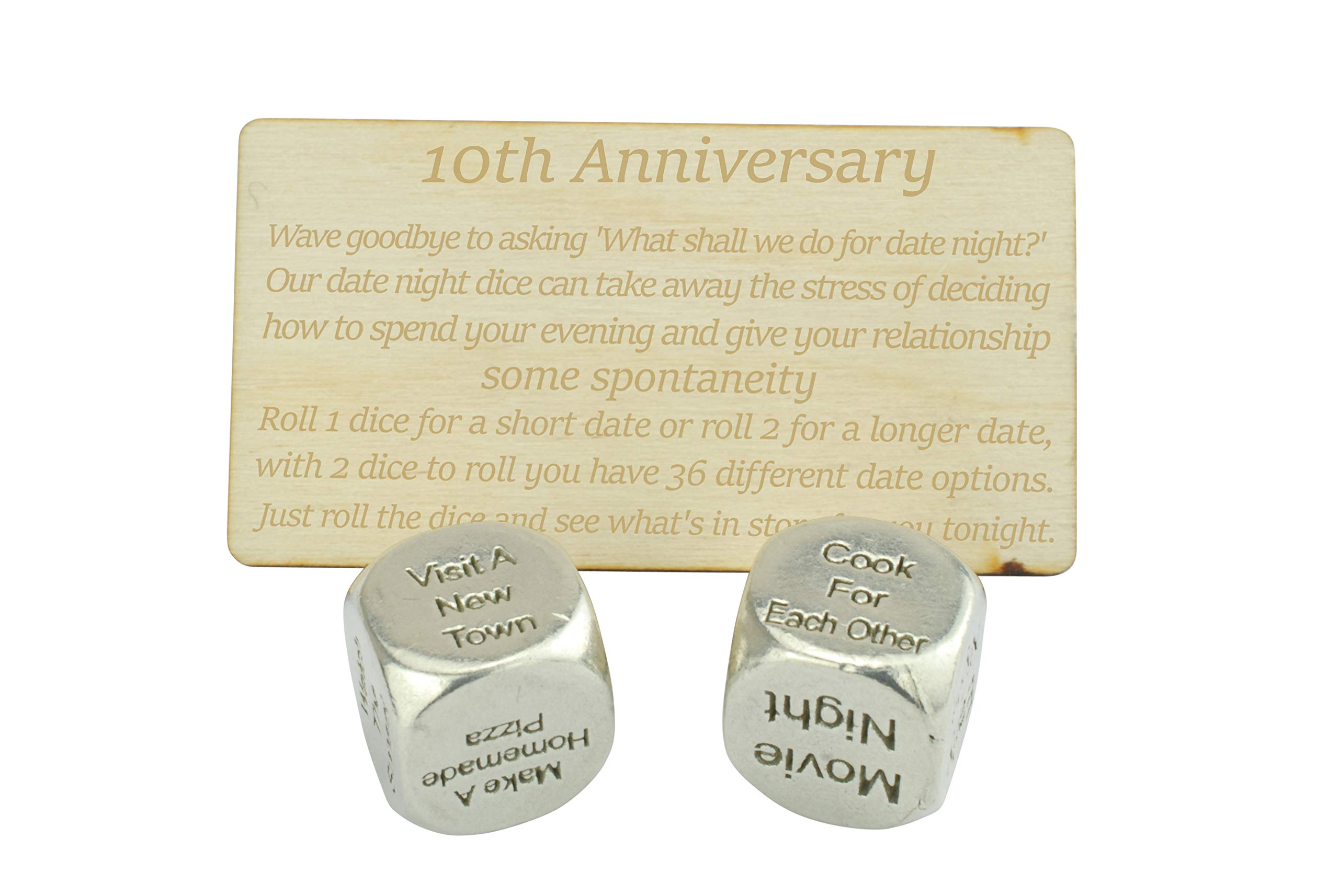 TIN Date Night Dice 10th Anniversary 100% Pure Tin - Create a Unique 10th Anniversary Date Night