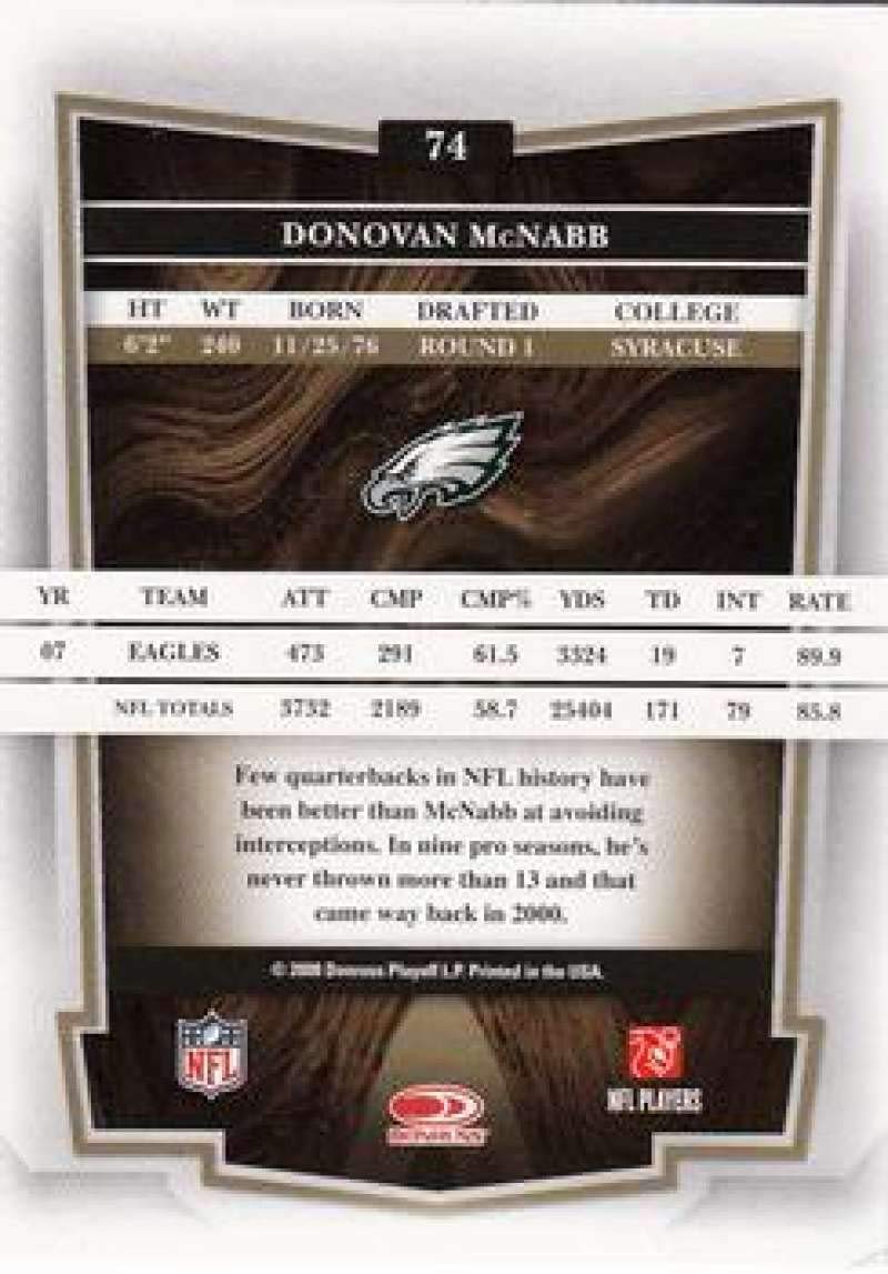 2008 Donruss Classics #74 Donovan McNabb Eagles NFL Football Card NM-MT