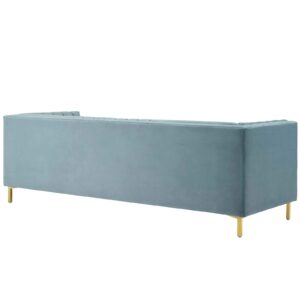 Modway Ingenuity Channel Tufted Performance Velvet Sofa, Light Blue