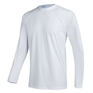 men's swim shirts rashguard sun shirt upf 50+ uv sun protection outdoor long sleeve t-shirt swimwear white l