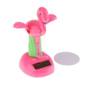 FRECI Solar Powered Toy Animal Swinging Toy for Home Office Desk Tabletop Decorative Ornament - Flamingo