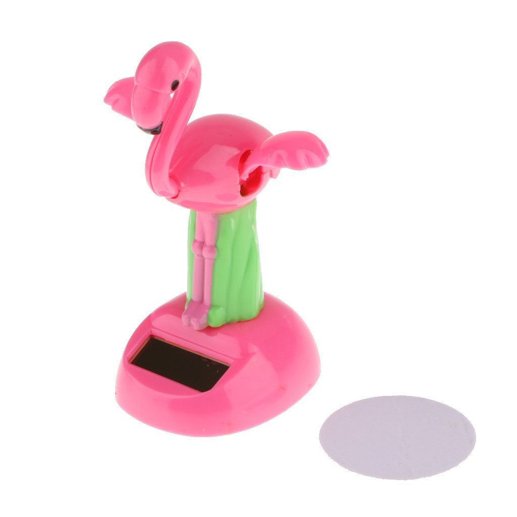 FRECI Solar Powered Toy Animal Swinging Toy for Home Office Desk Tabletop Decorative Ornament - Flamingo