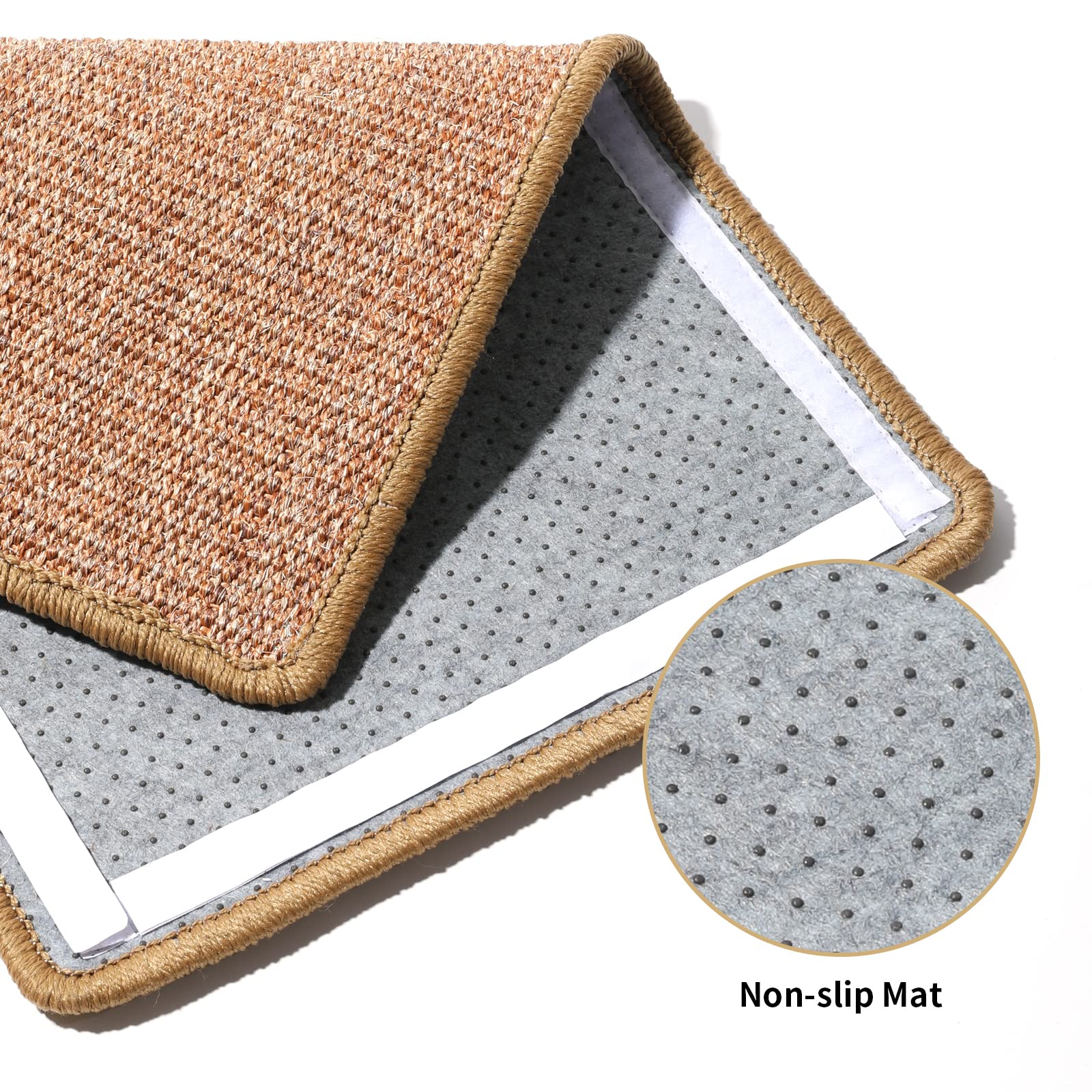 FUKUMARU Cat Scratcher Mat, 23.6 X 15.7 Inch Natural Sisal Cat Scratch Mats, Horizontal Cat Floor Scratching Pad Rug with Sticky Velcro Tapes, Protect Couch and Carpets