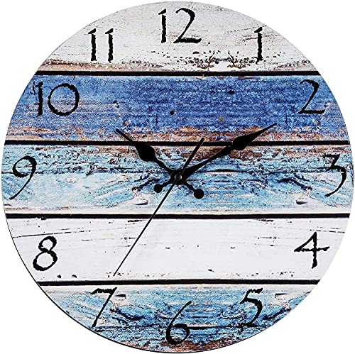 Eruner Home Decor Clock,Wall Clock 14" Silent Non Ticking Quartz - Battery Operated, Vintage Shabby Beachy Ocean Paint Boards Wooden Round Home Decoration Wall Clock(Victor Hugo)