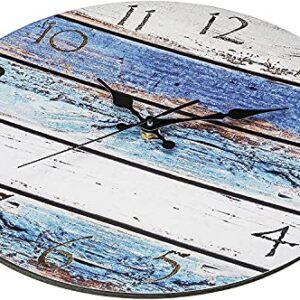 Eruner Home Decor Clock,Wall Clock 14" Silent Non Ticking Quartz - Battery Operated, Vintage Shabby Beachy Ocean Paint Boards Wooden Round Home Decoration Wall Clock(Victor Hugo)