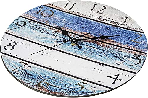 Eruner Home Decor Clock,Wall Clock 14" Silent Non Ticking Quartz - Battery Operated, Vintage Shabby Beachy Ocean Paint Boards Wooden Round Home Decoration Wall Clock(Victor Hugo)