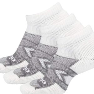 thorlos unisex adult Wcmu Max Cushion 12 Hour Shift Ankle Socks, White/Grey (3 Pair Pack), Large US