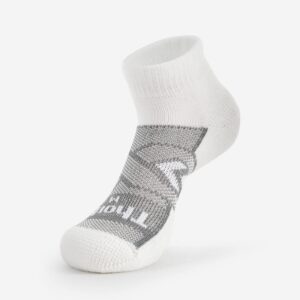 thorlos unisex adult Wcmu Max Cushion 12 Hour Shift Ankle Socks, White/Grey (3 Pair Pack), Large US