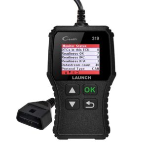 launch obd2 scanner engine fault code reader, cr319 code reader scanner, can diagnostic scan tool supports dtc lookup, mode6 o2 sensor for obdii protocol cars since 1996 black