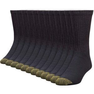 gold toe men's cotton crew 656s athletic sock (6 pack), black, large 12.5-16