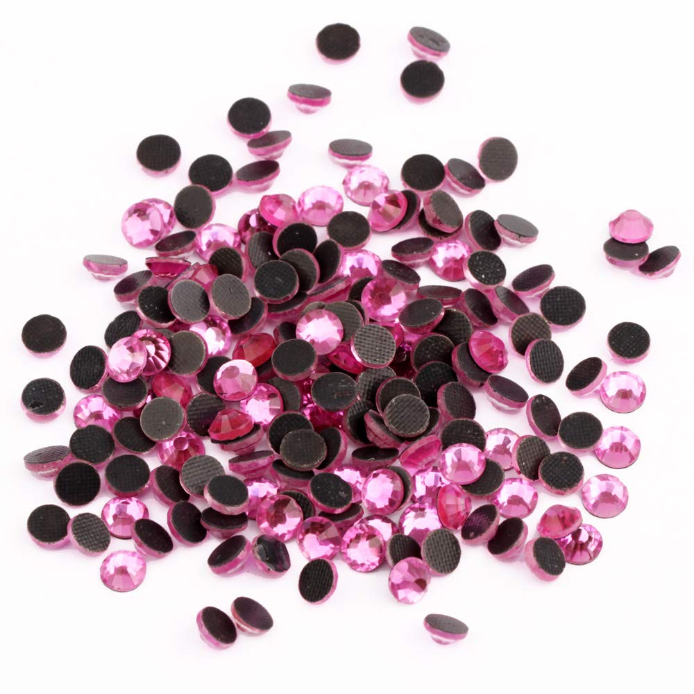 BEADSLAND Crystal Hotfix Rhinestone,Machine Cut Stone 1440pcs/pkg (Dk.Pink,SS10/3mm)