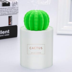 Alicacho USB Small Humidifier with Night Light, 280ml Tank Cactus Humidifier Mini Cool Mist Air Humidifier with Auto Shutdown for Bedroom Office Car