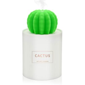 Alicacho USB Small Humidifier with Night Light, 280ml Tank Cactus Humidifier Mini Cool Mist Air Humidifier with Auto Shutdown for Bedroom Office Car