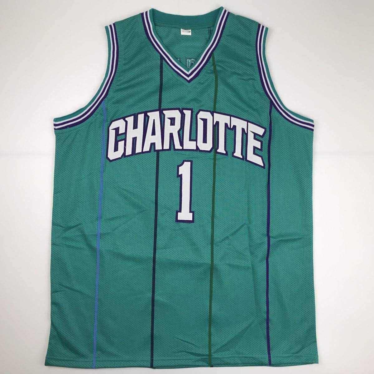 Autographed/Signed Muggsy Bogues Charlotte Teal Basketball Jersey PSA/DNA COA