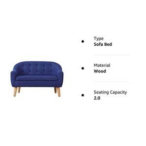 kids Sofa Couch/Linen Fabric 2-Seater Sofa Chair with Wooden Legs for Toddler Ages up to 4/ Small Toddler Couch for Baby Gift(30" W) (Blue)