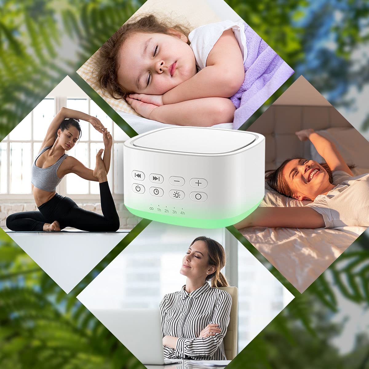 Magicteam White Noise Machine 10 Colors Lights and 25 Soothing Sounds Sleep Sound Machine with 5 Timers with Memory Feature Portable Sound Machine for Baby Adults. (White)