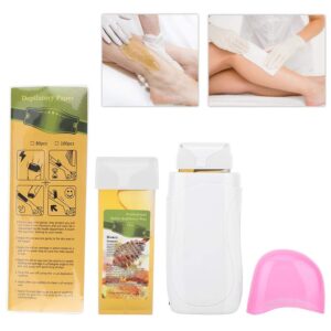 wax roller kit, roll on wax kit, eu plug wax warmer, waxing kit wax hair removal kit waxing roller depilatory roll on wax heater roller with 100pcs wax paper hair removal set eu pulg without adapter