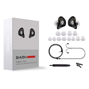 BASN Bsinger BC100 in Ear Monitor Headphones Universal Fit Noise Isolating IEM Earphones for Musicians Singers Studio Audiophiles (Black)