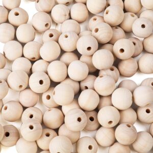 foraineam 200pcs 20mm natural wood beads unfinished round wooden loose beads wood spacer beads for craft making