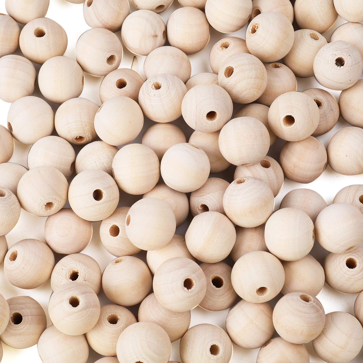 Foraineam 200pcs 20mm Natural Wood Beads Unfinished Round Wooden Loose Beads Wood Spacer Beads for Craft Making
