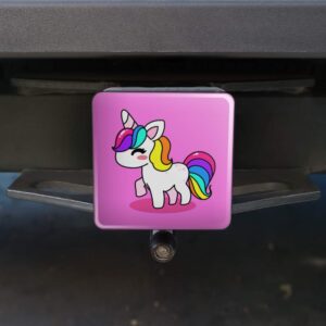 Cute Kawaii Rainbow Unicorn Chibi Tow Trailer Hitch Cover Plug Insert